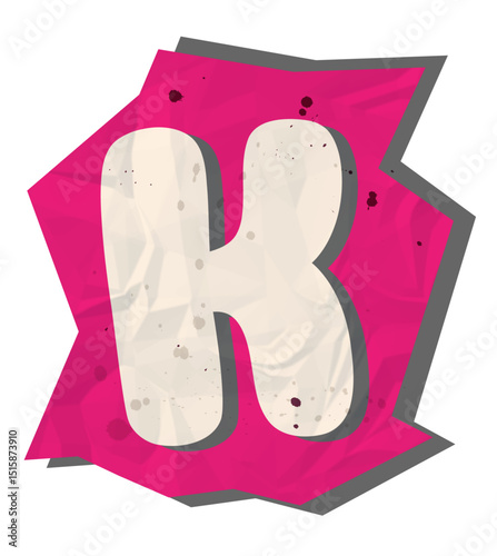 Letter k, Ransom Paper Texture Scrapbook Cutout Alphabet 