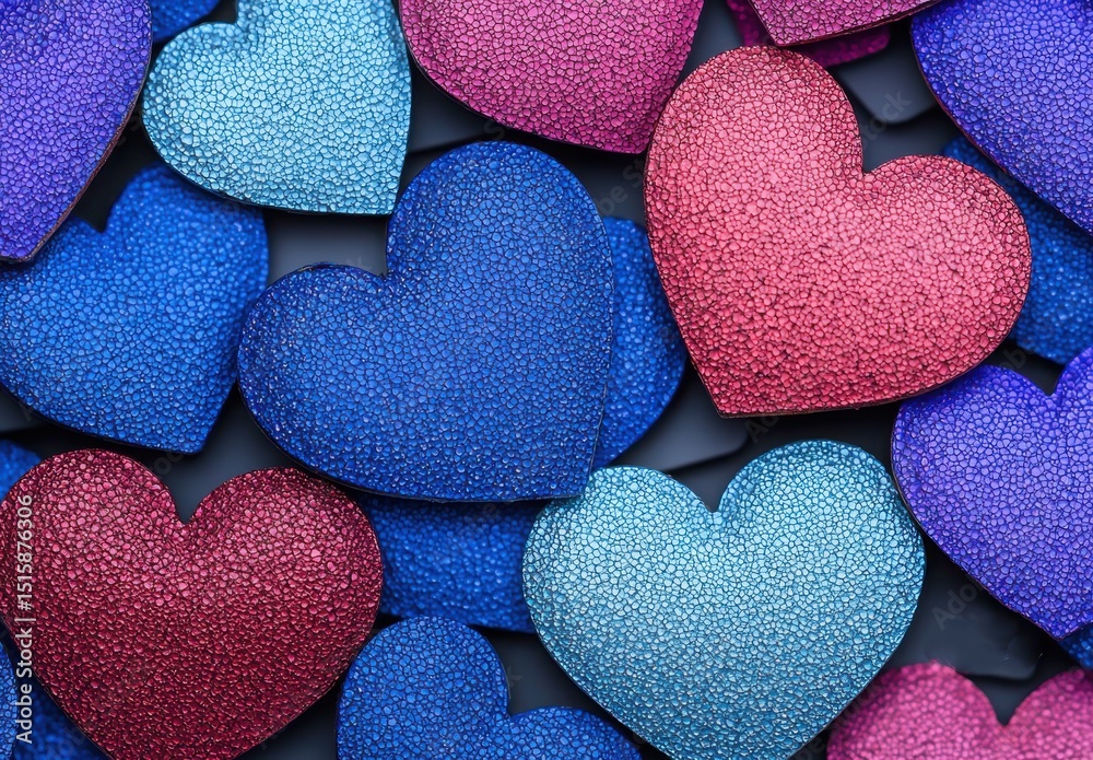 Obraz premium Colorful Decorative Hearts in Various Shades and Textures