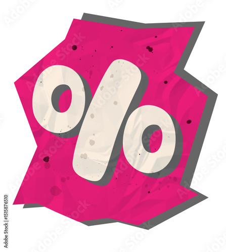 Percent, Ransom Paper Texture Scrapbook Cutout Alphabet 