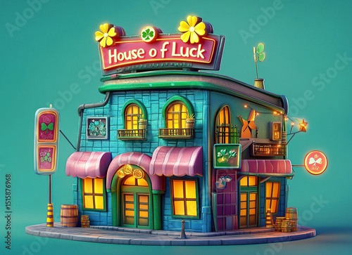 Cartoon House of Luck Building