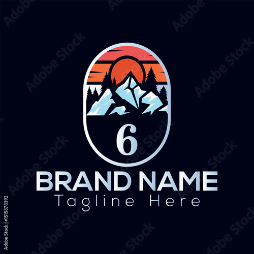 Abstract emblem with fish, sushi, and hill design elements, 6 logo design