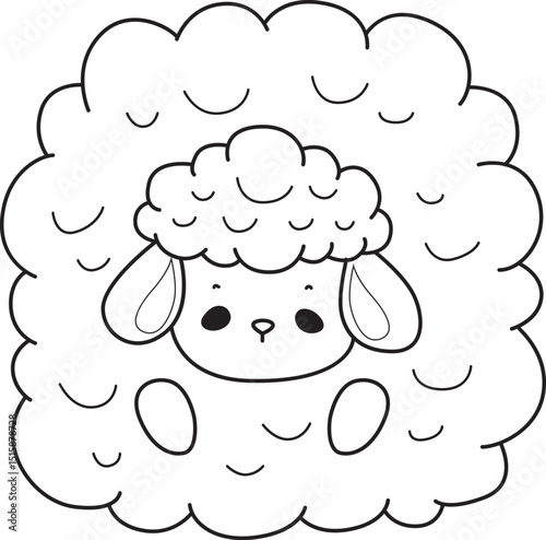 Coloring pages of Baby sheep illustration activites. Funny sheep clip art elements.