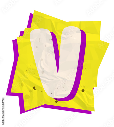 Letter v, Ransom Paper Texture Scrapbook Cutout Alphabet 