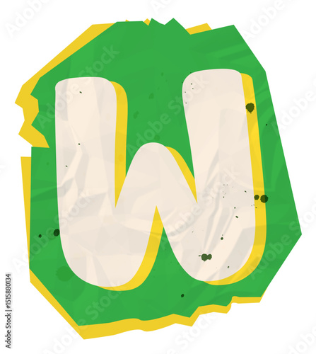 Letter w, Ransom Paper Texture Scrapbook Cutout Alphabet 