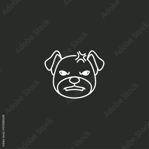 Angry dog icon logo flat vector design