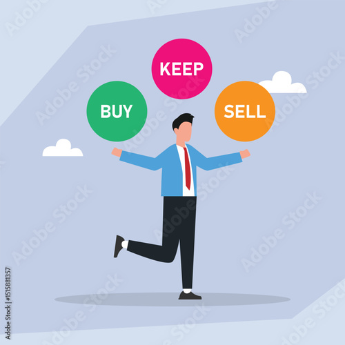 Businessman with Buy, Keep, Sell Investment Options