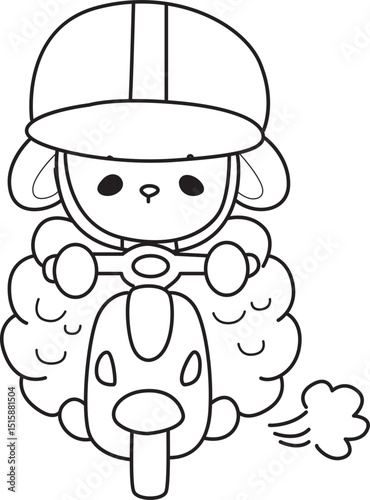 Coloring pages of Baby sheep illustration activites. Funny sheep clip art elements.