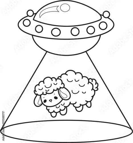 Coloring pages of Baby sheep illustration activites. Funny sheep clip art elements.