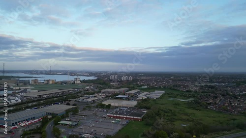 Tilbury Port City of England United Kingdom. Drone Camera Footage