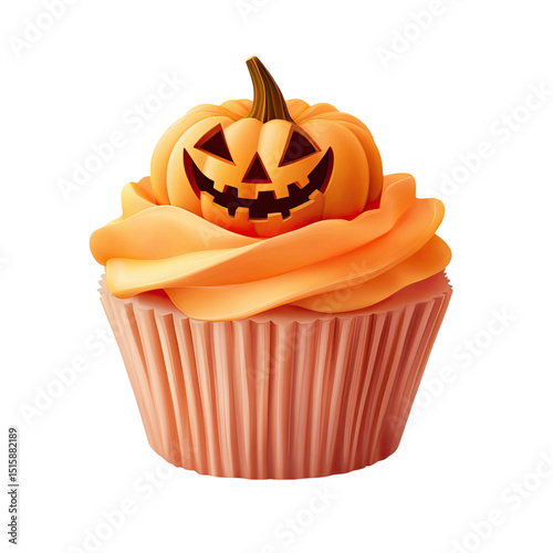 Halloween Cupcake Spooky Pumpkin Topping with Festive Treat.