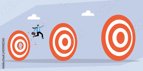 Businessman Leaping Towards Multiple Targets