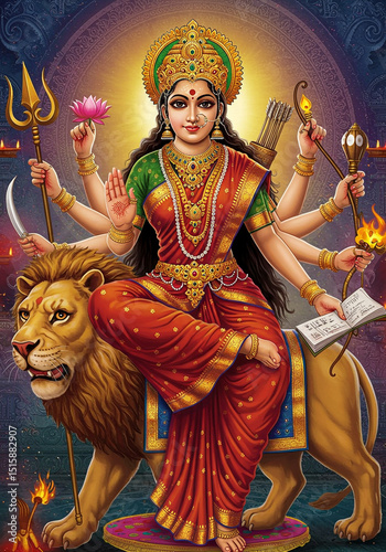 Goddess Katyayni Riding Lio...