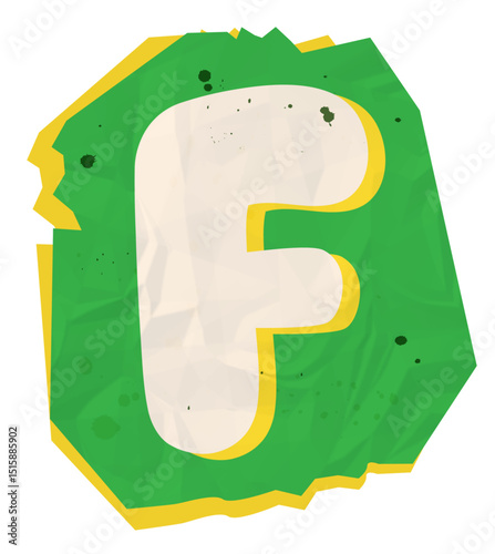 Letter f, Ransom Paper Texture Scrapbook Cutout Alphabet 