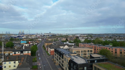 Tilbury Port City of England United Kingdom. Drone Camera Footage