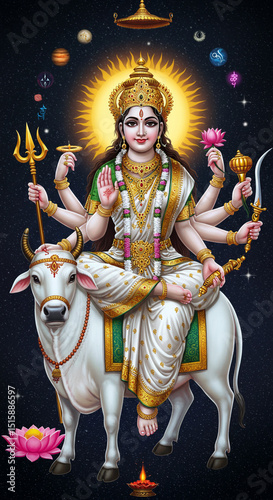 Goddess Mahagauri Riding Wh...