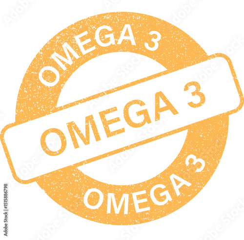 Omega 3 fatty acid stamp logo with grunge effect.
