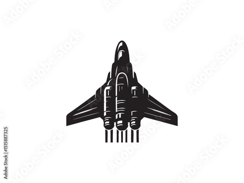 Spaceship Vector Silhouette – Futuristic Space Travel and Exploration Icon.