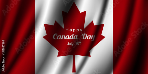 Happy Canada Day. Canada flag. Great for posters, banners and social media. Red background.