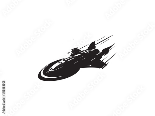Rocket Spaceship Silhouette Vector - Space Mission, Flight, and Astronomy Graphic.