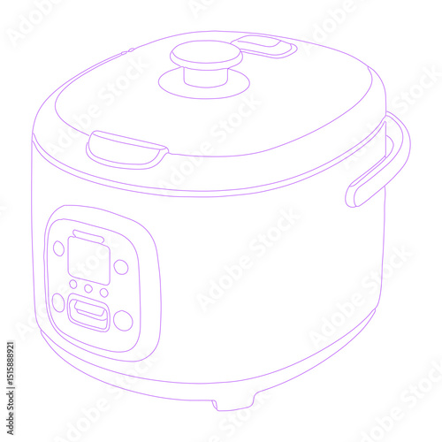electric rice cooker isolated lineart illustration