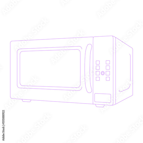 microwave oven isolated lineart illustration