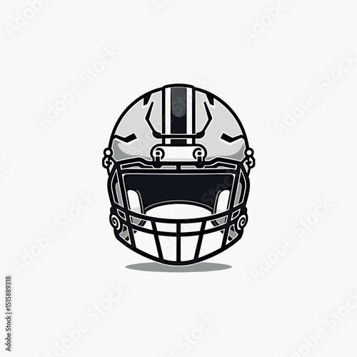 Detailed football helmet illustration on white background, sports design