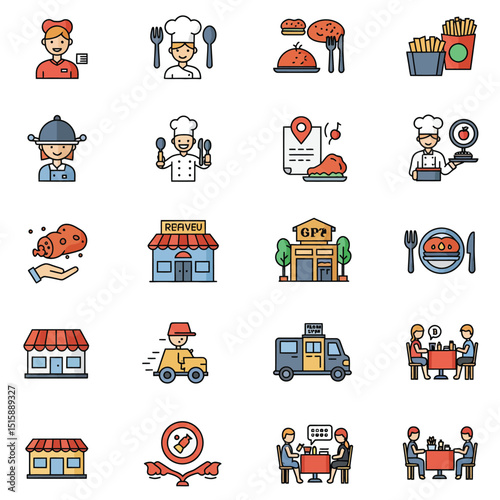 Fast food flat line icons set. Burger, fast snacks, sandwich, French fries, hot dog, Mexican burrito, pizza vector illustrations. Thin signs for restaurant menu.