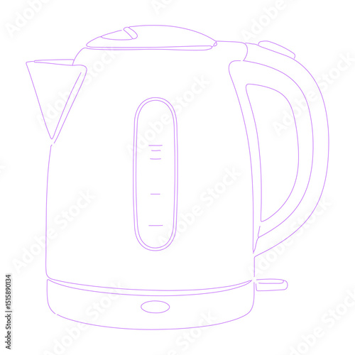 electric kettle isolated lineart illustration