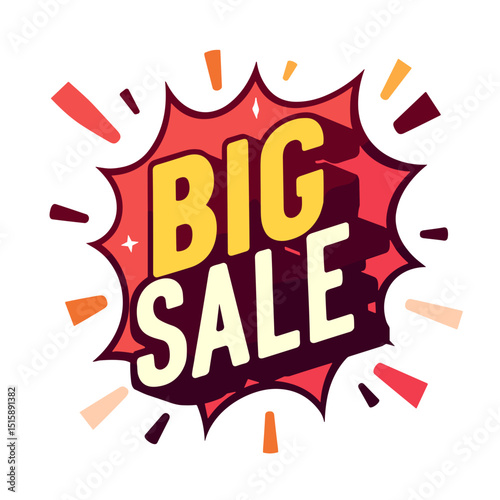 Exciting pop art big sale notification on white background, consumer action