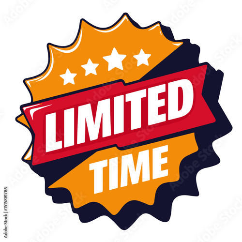 Bold limited-time promotional badge design in pop art style, excitement