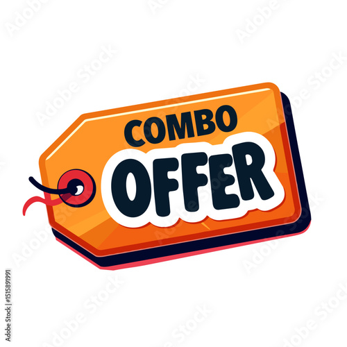 Bold pop art combo offer tag illustration with glossy surfaces, excitement