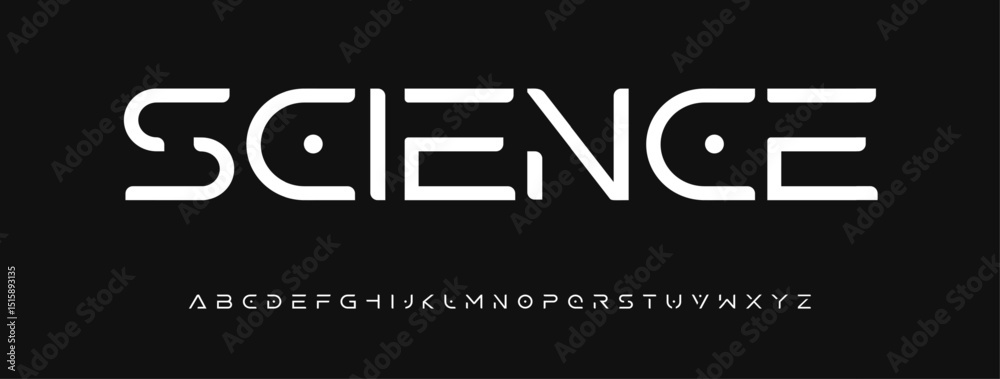 Futuristic cyber logo alphabet, AI science typographic design, geometric techno font with digital smart feel for circuit branding, secure UI headline, modern tech identity. Vector typeset.