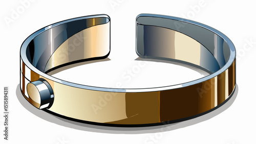Sleek, polished metal cuff bracelet with open ends, placed on white background. Its minimalist structure offers modern charm and versatility, ideal for stacking or solo wear.

