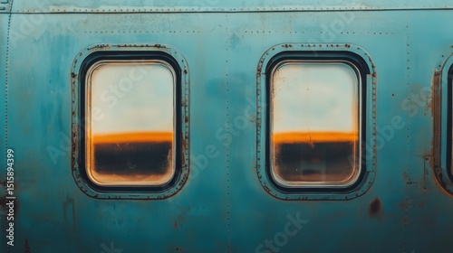 vintage airplane windows sunset view