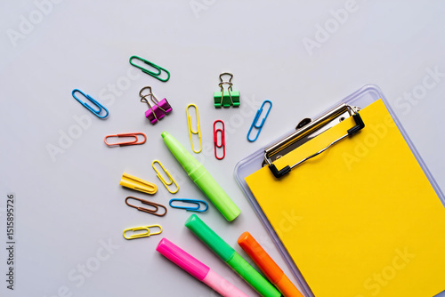 school stationery isolated on white