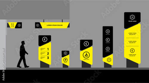 Exterior and interior signage template set corporate identity