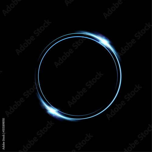 Neon blue magic circle.Futuristic light circle for background.Light frame.Vector.Magic portal.