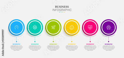 Business infographic element with 6 options, steps, number vector template design
