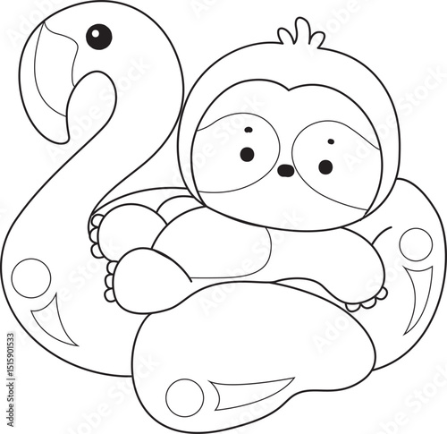 Outline of Funny baby sloth animal series stock illustration