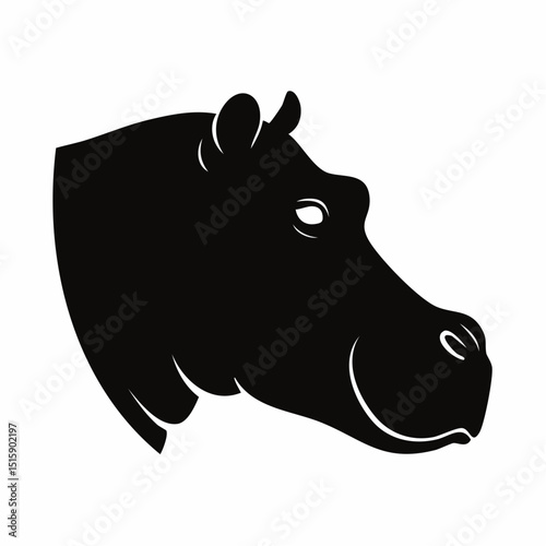silhouette of hippo head photographed from the side
