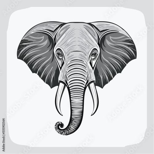 black and white elephant head, there is space for the logo