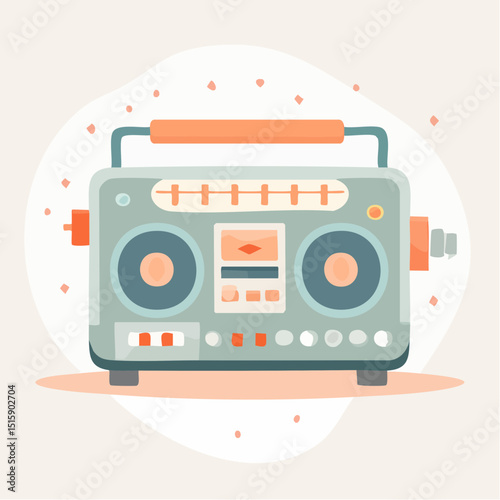A portable tape recorder with soft buttons and a flat vintage style