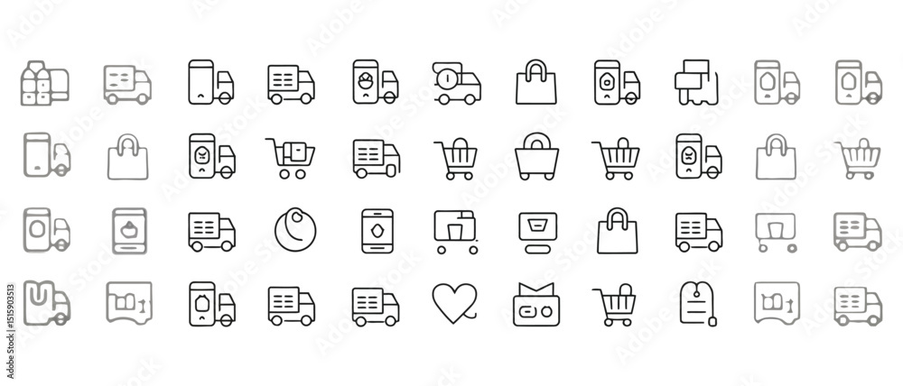 E-commerce Icons Pack – Online Shopping Line Icons Vector Collection
E-commerce Icons Pack – Online Shopping Line Icons Vector Collection