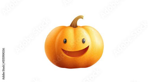 Happy Halloween Smiling Pumpkin Emoji Against Black Background Festive Fun.