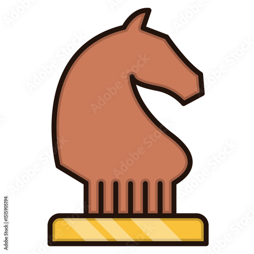 Transparent brown chess knight icon for strategy and championship conceptual designs