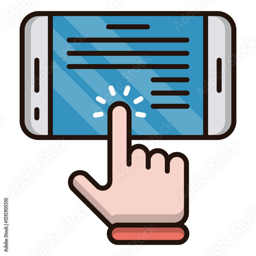 Finger pointer interacting with a digital screen display on a white background transparent vector illustration