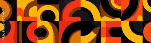 Colorful geometric pattern design with vibrant shapes and contrasting colors.