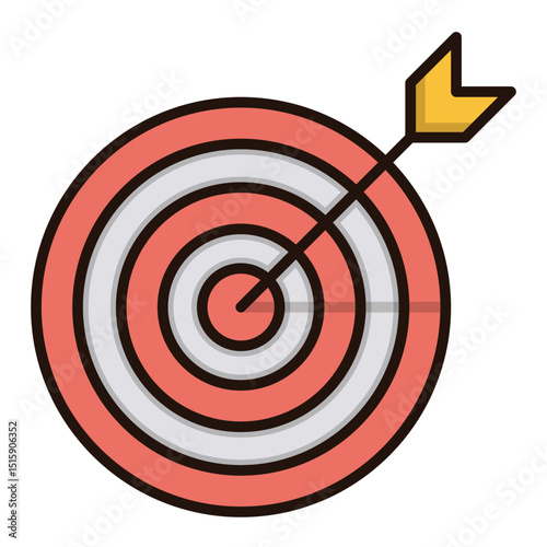 Glowing neon circular target with arrow pointing center suitable for various design uses