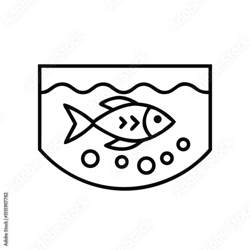 Fish in aquarium icon for pet care websites, aquatic hobby blogs, educational materials, veterinary services and home decoration content