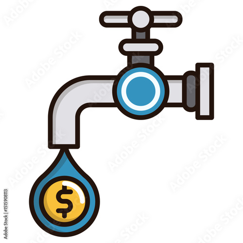 Colorful illustrated tap icon with transparent background suitable for design projects